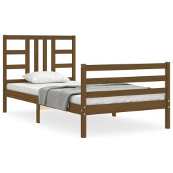 vidaXL Estructura cama y cabecero madera maciza marrón miel 100x200 cm