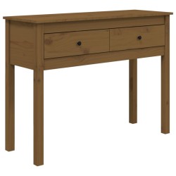 vidaXL Mesa consola de madera maciza de pino marrón miel 100x35x75 cm
