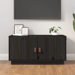 vidaXL Mueble de TV de madera maciza de pino negro 80x34x40 cm