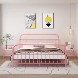 vidaXL Mesitas de noche 2 unidades metal y vidrio rosa y transparente