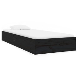 vidaXL Estructura cama madera maciza individual negro 75x190 cm