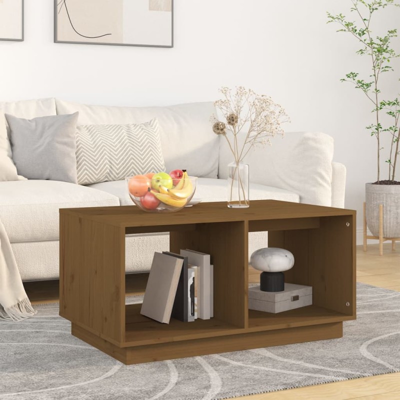 vidaXL Mesa de centro madera maciza de pino marrón miel 80x50x40 cm vidaXL Mesa de centro madera maciza de pino marrón miel 80x50x40 cm