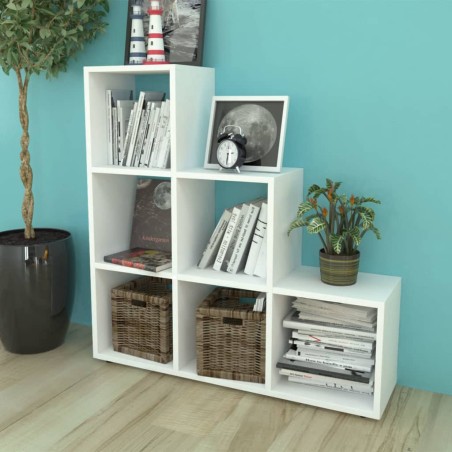 vidaXL Estantería librería en forma de escalera 107 cm blanca