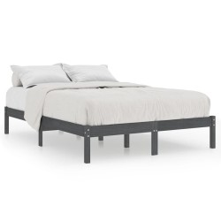 vidaXL Estructura de cama madera maciza gris King Size 150x200 cm