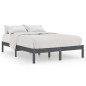 vidaXL Estructura de cama madera maciza gris King Size 150x200 cm vidaXL Estructura de cama madera maciza gris King Size 150x200 cm