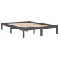 vidaXL Estructura de cama madera maciza gris King Size 150x200 cm vidaXL Estructura de cama madera maciza gris King Size 150x200 cm