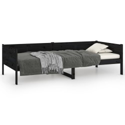 vidaXL Sofá cama madera maciza de pino negro 80x200 cm