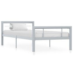 vidaXL Estructura de cama de metal gris y blanco 90x200 cm