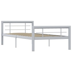 vidaXL Estructura de cama de metal gris y blanco 90x200 cm