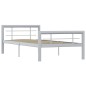 vidaXL Estructura de cama de metal gris y blanco 90x200 cm