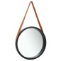 vidaXL Espejo de pared con correa negro 50 cm vidaXL Espejo de pared con correa negro 50 cm