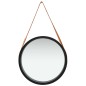 vidaXL Espejo de pared con correa negro 50 cm vidaXL Espejo de pared con correa negro 50 cm