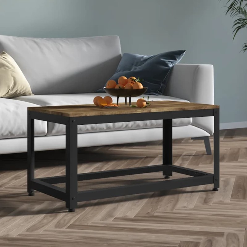 vidaXL Mesita de centro MDF y hierro marrón oscuro y negro 90x45x45 cm vidaXL Mesita de centro MDF y hierro marrón oscuro y negro 90x45x45 cm