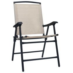 vidaXL Sillas plegables de jardín 2 unidades textilene color crema