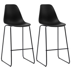vidaXL Taburetes de cocina 2 unidades plástico negro