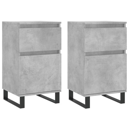 vidaXL Aparadores 2 uds madera de ingeniería gris hormigón 40x35x70 cm