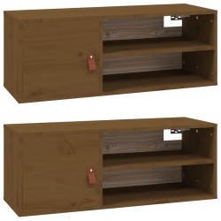vidaXL Armarios de pared 2 uds madera de pino marrón miel 60x30x30 cm