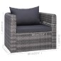 vidaXL Set de muebles de jardín 9 pzas y cojines ratán sintético gris vidaXL Set de muebles de jardín 9 pzas y cojines ratán sintético gris