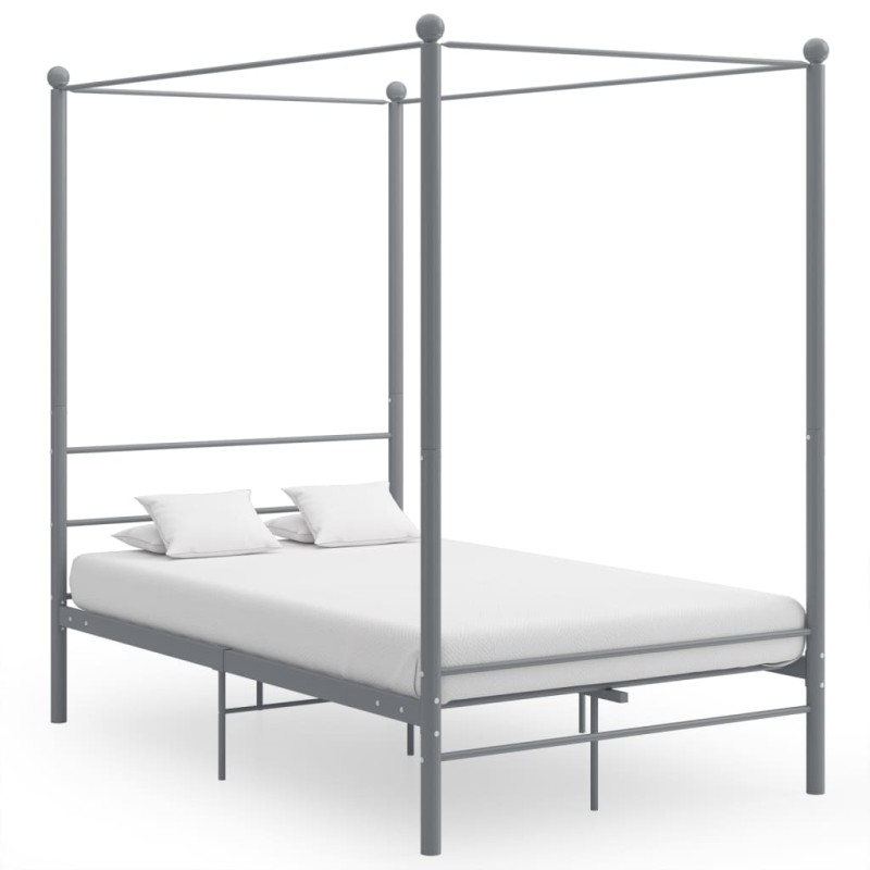 vidaXL Estructura de cama con dosel metal gris 140x200 cm vidaXL Estructura de cama con dosel metal gris 140x200 cm