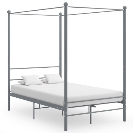 vidaXL Estructura de cama con dosel metal gris 140x200 cm 