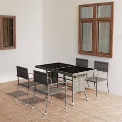 vidaXL Set comedor jardín 5 pzas ratán sintético gris antracita y gris