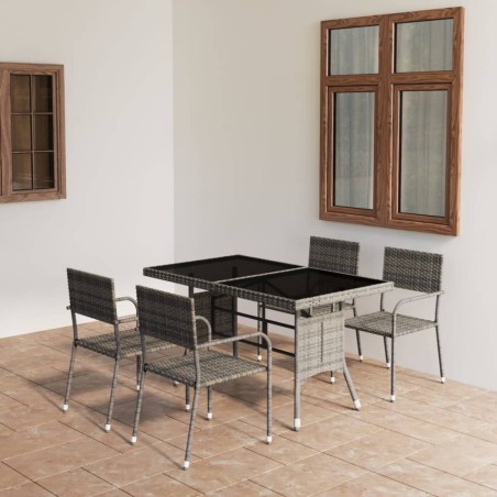 vidaXL Set comedor jardín 5 pzas ratán sintético gris antracita y gris