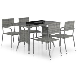 vidaXL Set comedor jardín 5 pzas ratán sintético gris antracita y gris