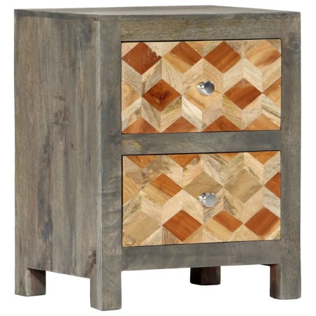 vidaXL Mesita de noche madera maciza de mango gris 40x30x50 cm