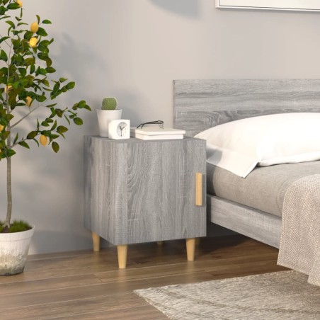 vidaXL Mesita de noche madera contrachapada gris Sonoma