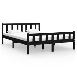 vidaXL Estructura de cama madera maciza negro 120x200 cm