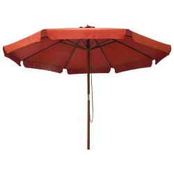 vidaXL Sombrilla de jardín con palo de madera terracota 330 cm