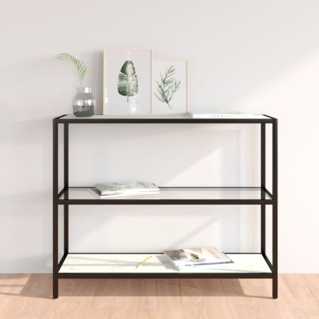 vidaXL Estantería transparente y blanco mármol vidrio 100x36x90 cm