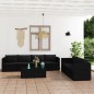 vidaXL Set muebles de jardín 8 piezas y cojines ratán sintético negro vidaXL Set muebles de jardín 8 piezas y cojines ratán sintético negro