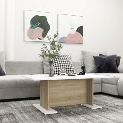vidaXL Mesa de centro madera contrachapada blanco roble 103,5x60x40cm