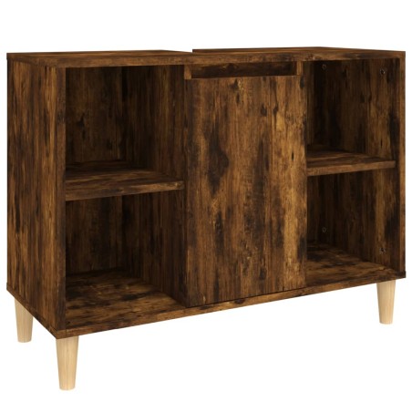 vidaXL Armario de lavabo madera contrachapada roble ahumado 80x33x60cm