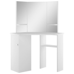 vidaXL Mesa tocador de maquillaje de esquina blanca