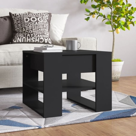 vidaXL Mesa de centro madera contrachapada negro 55,5x55x45 cm