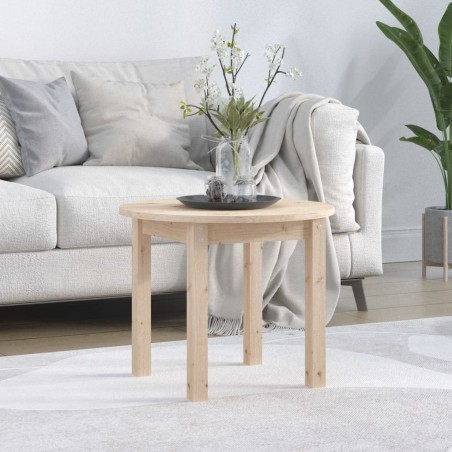 vidaXL Mesa de centro de madera maciza de pino Ø 55x45 cm