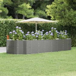 vidaXL Jardinera arriate acero recubrimiento polvo gris 367x140x68 cm