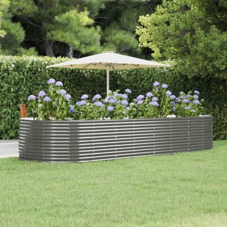 vidaXL Jardinera arriate acero recubrimiento polvo gris 367x140x68 cm