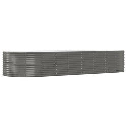 vidaXL Jardinera arriate acero recubrimiento polvo gris 367x140x68 cm
