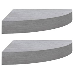 vidaXL Estante de esquina de pared 2 uds MDF gris hormigón 25x25x3,8cm