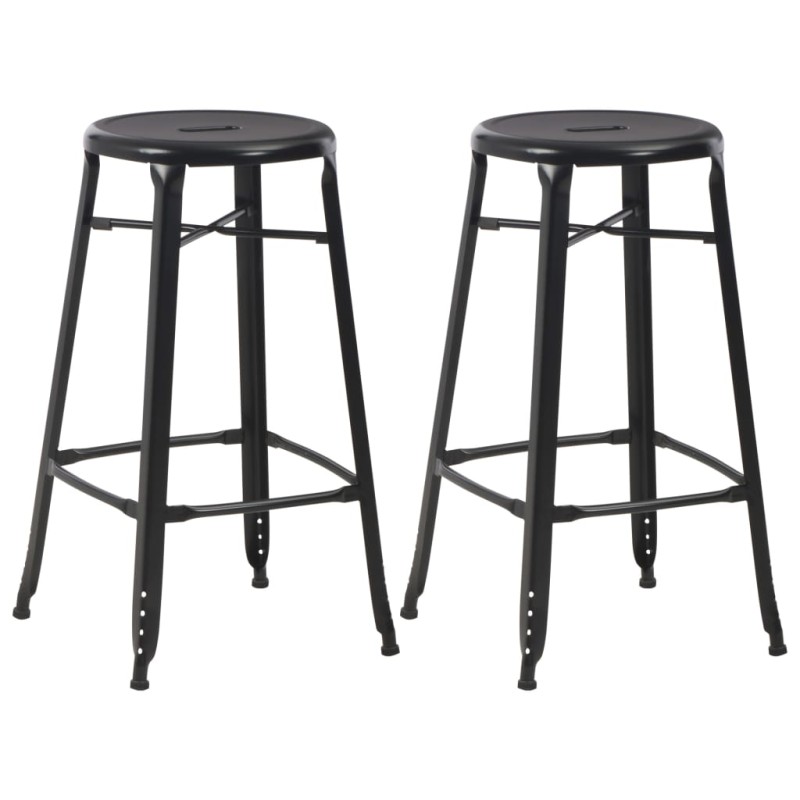 vidaXL Taburetes de cocina 2 unidades de acero negro vidaXL Taburetes de cocina 2 unidades de acero negro