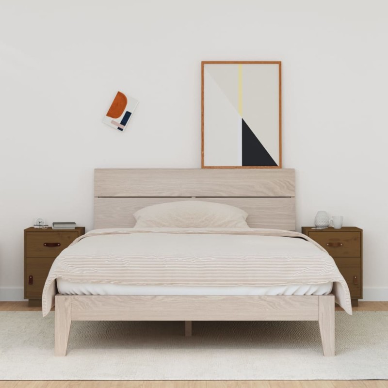 vidaXL Mesitas de noche 2 uds madera de pino marrón miel 40x34x55 cm vidaXL Mesitas de noche 2 uds madera de pino marrón miel 40x34x55 cm