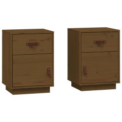 vidaXL Mesitas de noche 2 uds madera de pino marrón miel 40x34x55 cm