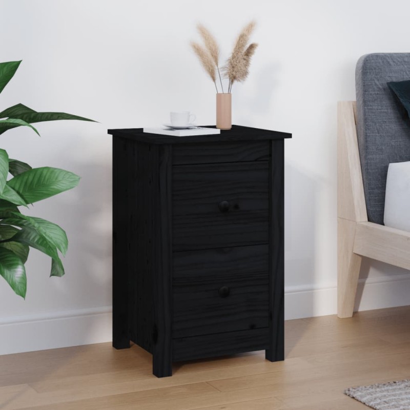vidaXL Mesita de noche madera maciza de pino negro 40x35x61,5 cm vidaXL Mesita de noche madera maciza de pino negro 40x35x61,5 cm