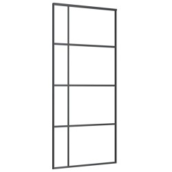 vidaXL Puerta corredera ESG vidrio y aluminio negra 90x205 cm