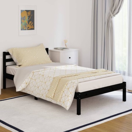 vidaXL Estructura cama madera maciza de pino negro 100x200 cm