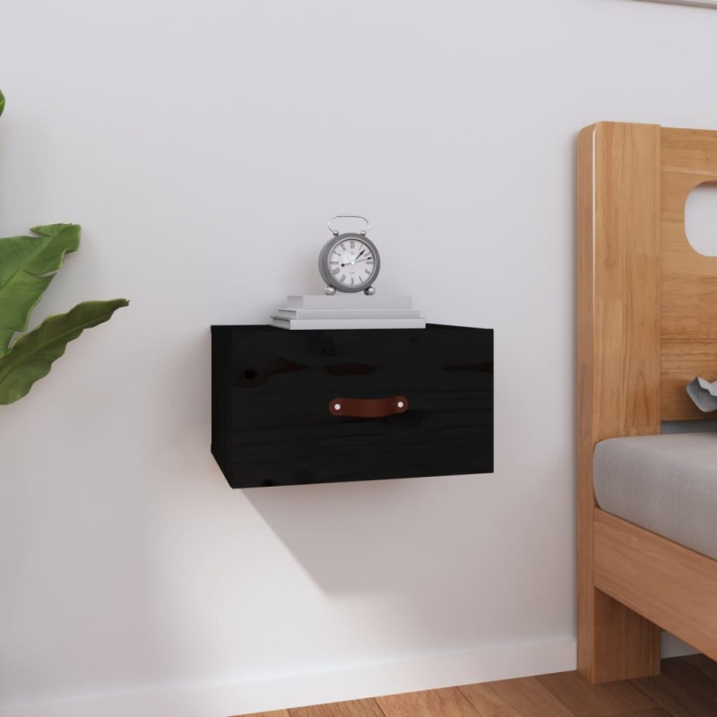 vidaXL Mesita de noche de pared negro 40x29,5x22 cm vidaXL Mesita de noche de pared negro 40x29,5x22 cm