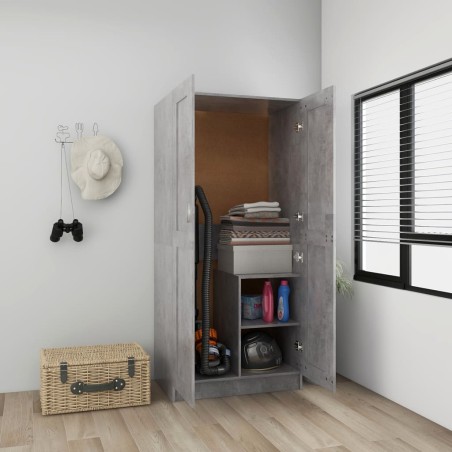 vidaXL Armario de madera contrachapada gris hormigón 82,5x51,5x180 cm